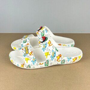 Crocs Classic Pokemon Two Strap Sandals Mens 10 Womens 12 White Multicolor